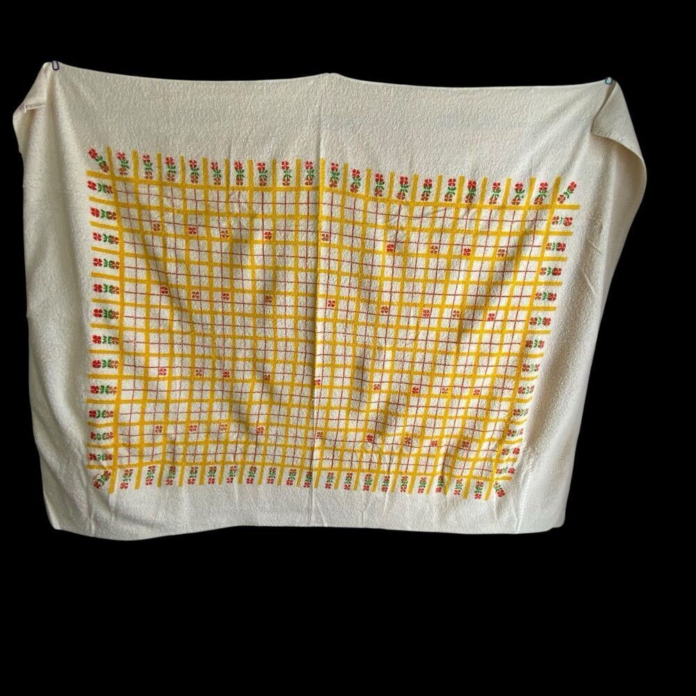 Vintage 70s Cannon Terry Cloth Tablecloth Rectangle 54 x 70 Made in USA